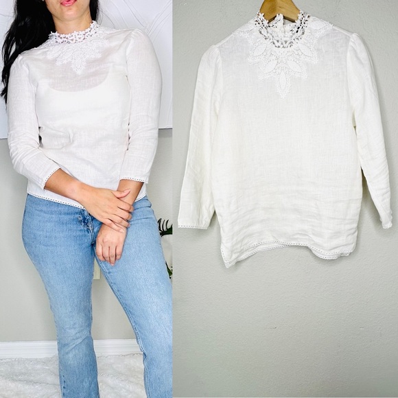 Zara Linen Crochet Top - Picture 4 of 16